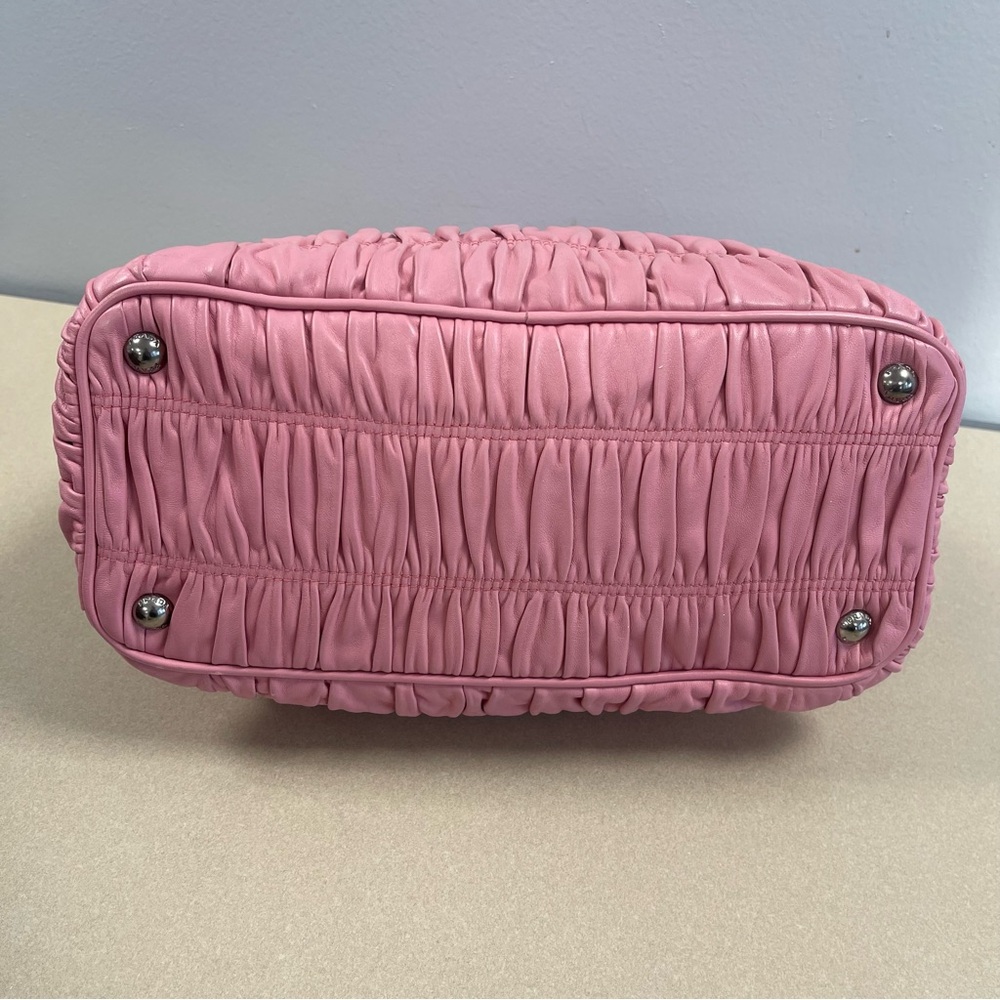 Prada Pink Nappa Gaufre Ruched Leather Two-Way Bag - Preowned - Picture 3 of 16